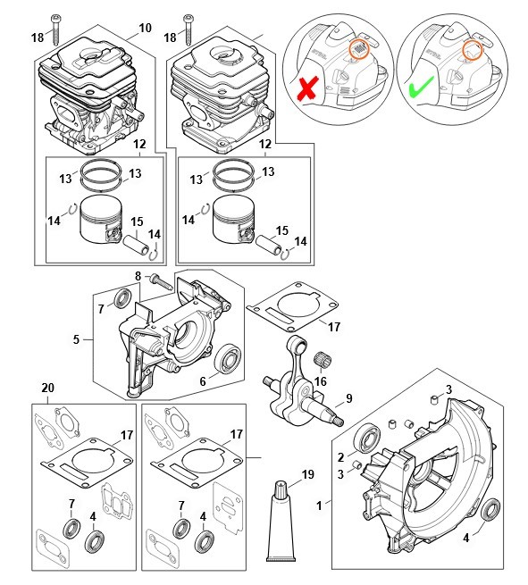 FS 410 C-EM - B - Skrzynia korbowa, cylinder FS 410 C