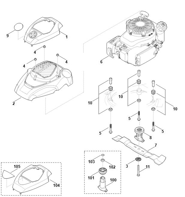 RM 650.0 T - F - silnik, nóż
