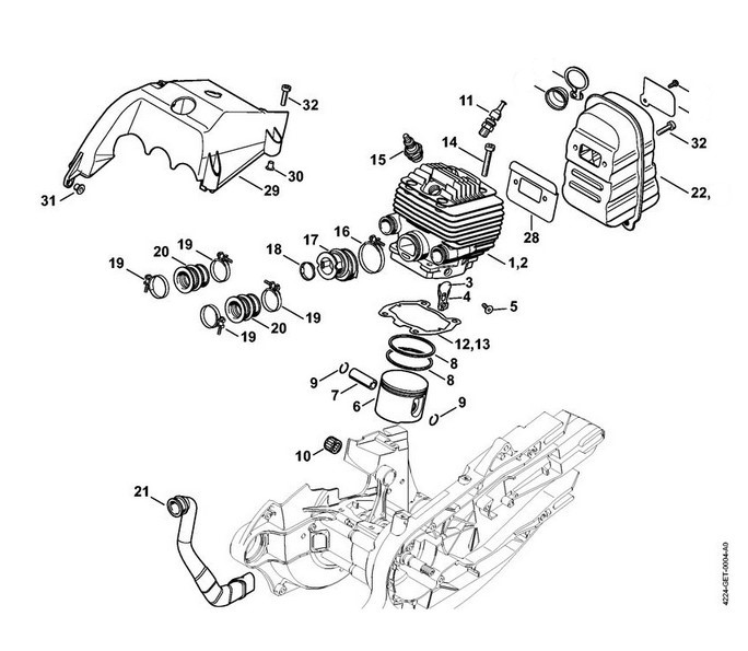 TS 700 - Cylinder, tłumik wydechu spalin