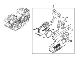 MS 201 C-M - Pokrywa koła napędu łańcucha, Osłona dłoni