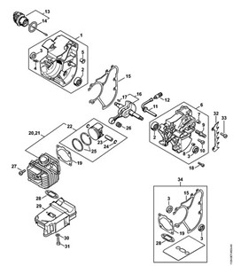 MS 200 T - Skrzynia korbowa, cylinder 2 