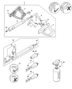 RE 130 PLUS - Pistolet, lanca natryskowa