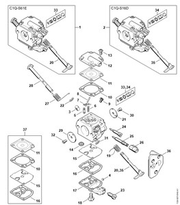 MS 200 T - Gaźnik C1Q-S61 (41.2006), (19.2008)