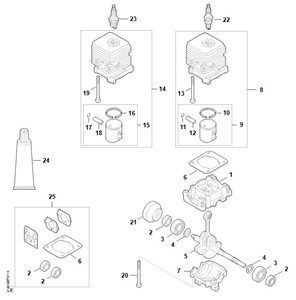 FS 38 2-MIX - B - skrzynia korbowa, cylinder 2-MIX