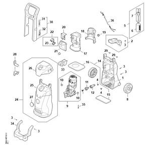 RE 100.0 PLUS CONTROL - Wózek manewrowy, Sterowanie przepływem powietrza, Pokrywa, Obudowa przełączn