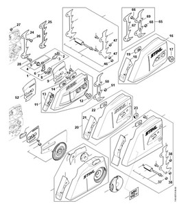 MS 362 - Napinacz łańcucha tnącego, pokrywa koła napędu łańcucha