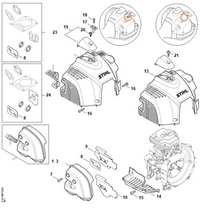 FS 460 C-EM - Tłumik wydechu spalin, pokrywa