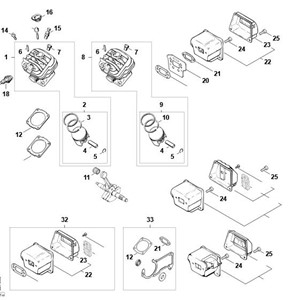 MS 260 - Cylinder, tłumik wydechu spalin