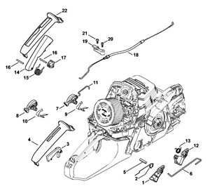 MS 261 C-M VW - Sterowanie otwarciem głównej przepustnicy (gazem)