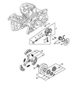 MS 462 C-M - Pompa olejowa, sprzęgło