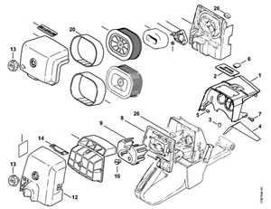MS 440 - Pokrywa, filtr powietrza