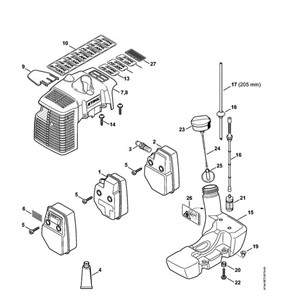 FS 250 - H - Tłumik wydechu spalin, pokrywa, zbiornik paliwa ⇥ 809 249 646 (10.2016)