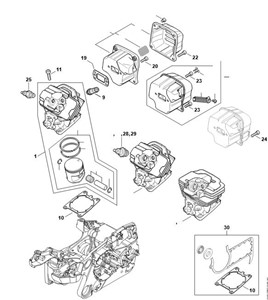 MS 362 - Cylinder, tłumik wydechu spalin 2