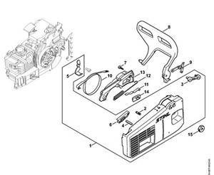 MS 200 T - Pokrywa koła napędu łańcucha