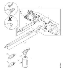 RE 130 PLUS - Pistolet, lanca natryskowa