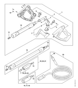 RE 150 - Pistolet, lanca natryskowa