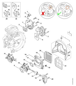 FS 460 C-EM - Kołnierz pośredni, filtr powietrza