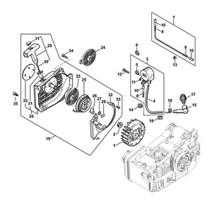 MS 200 T - Układ zapłonowy, urządzenie rozruchowe