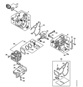 MS 200 T - Skrzynia korbowa, cylinder