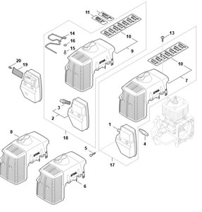 FS 450 - Tłumik wydechu spalin, pokrywa