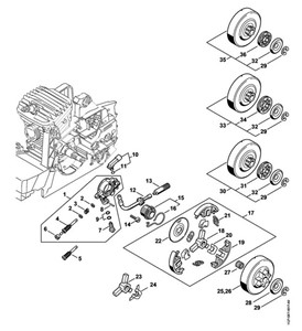 MS 390 - Pompa olejowa, sprzęgło