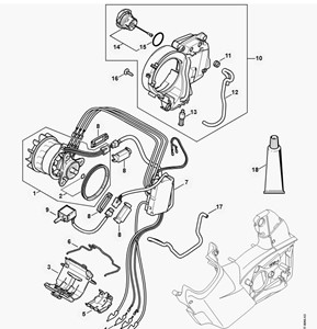 MSA 161 T - Silnik elektryczny, moduł elektroniczny, zbiornik oleju