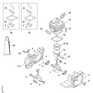 FS 250 - D - Skrzynia korbowa, cylinder FS 250, 250 R