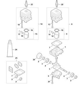 FS 55 R 2-MIX - B - skrzynia korbowa, cylinder 2-MIX