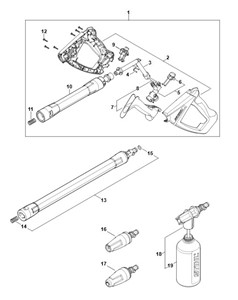 RE 120 PLUS -Pistolet, lanca natryskowa