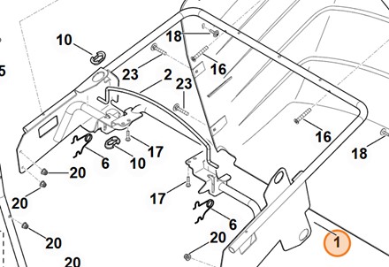 Oryginalna stalowa rama nośna główna Stihl OEM 6160 700 3110 do kosiarki traktorka serii MT i RT 5097