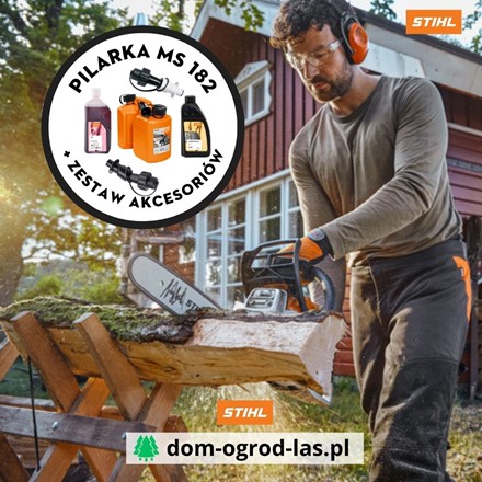 Zestaw STIHL MS 182 z kanistrem 3/1,5 l, olejem HP 1 l, olejem ForestPlus 1 l oraz systemami napełniania do paliwa i oleju