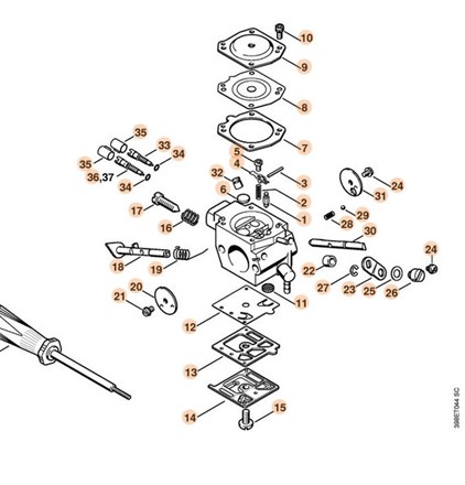 Gaźnik HD-31 Stihl FS500 FS550 FS550L oryginalny 4116 120 0606