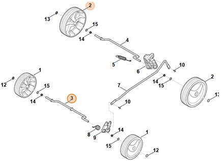 Oryginalna stalowa oś koła jezdnego Stihl OEM 6311 700 2400 do kosiarek serii 235