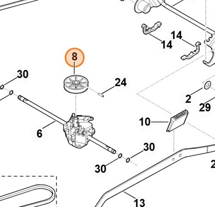 Oryginalne koło pasowe klinowe Stihl 6360 704 1000 do kosiarek MB 650.0 T, MB 4.0 RT i RM 650.0 T