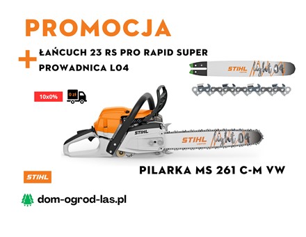 Reklama promocyjna pilarki MS 261 C-M VW STIHL z łańcuchem 23 RS Pro Rapid Super i Prowadnicą L04