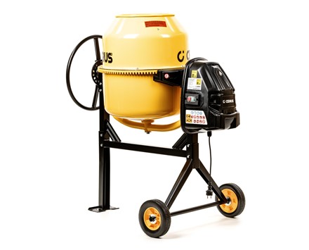 Betoniarka elektryczna Cedrus BT120 120L na stalowej ramie z kołami transportowymi