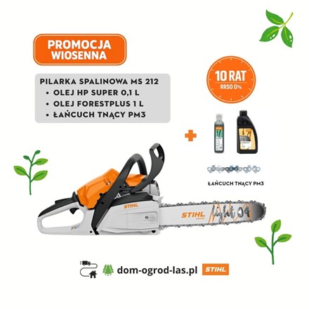 Pilarka spalinowa STIHL MS 212 z łańcuchem PM3 i olejami – promocja wiosenna 10 rat 0%