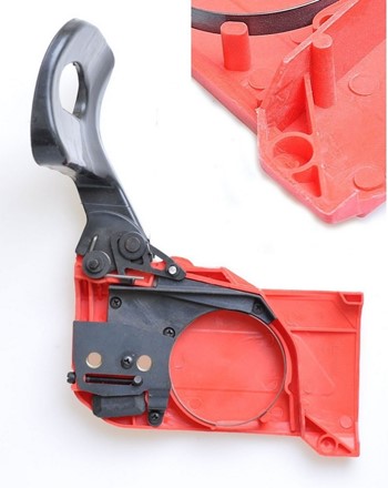 Kompletna osłona hamulca z napinaczem i taśmą do pilarek spalinowych NAC CS4500 i CS5200.