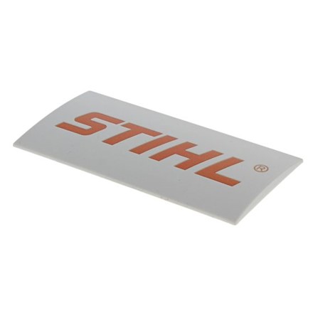 Oryginalna zewnętrzna tabliczka znamionowa z logo Stihl o numerze katalogowym 0000 967 1001 do maszyn ogrodowych