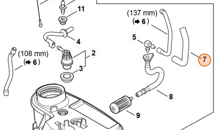 Oryginalny elastyczny wąż przewód paliwowy Stihl OEM 0000 937 4080 do profesjonalnej kosy spalinowej FS 490 C FS 510 C FS 560 C