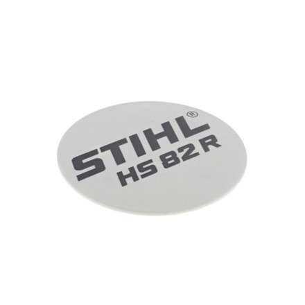 Oryginalna fabryczna tabliczka znamionowa emblemat z oznaczeniem modelu Stihl HS 82 R OEM 4237 967 1506 do nożyc spalinowych