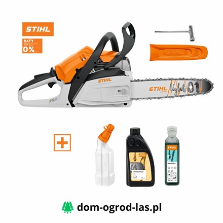 Zestaw STIHL: pilarka spalinowa MS 172, olej HP Ultra 100 ml, butelka do mieszanki 1 l i olej do pił łańcuchowych ForestPlus 1 l