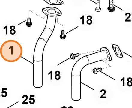 Oryginalny metalowy kolektor wydechowy prawy Stihl OEM 6170 140 2555 do traktorka kosiarki serii RT