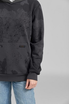 Szara bluza z kapturem STIHL PIXEL z kieszenią kangurką i pikselowym wzorem