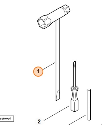 Oryginalny stalowy klucz wielofunkcyjny typu T Stihl o rozmiarach 13 mm i 19 mm z końcówką Torx T27 i numerem 4224 890 3401