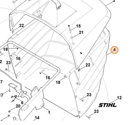 Dolna część kosza na trawę Stihl 6160 703 9601 oryginalna część OEM do traktorka RT 5097