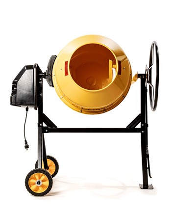 Profesjonalna betoniarka elektryczna Cedrus BT220 o pojemności 220L z żeliwnym wieńcem i kołem przechyłu