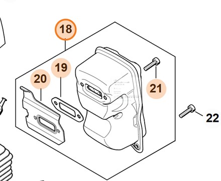 Oryginalny stalowy tłumik wydechowy spalin Stihl OEM 4250 140 0610 do przecinarek z wtryskiem paliwa TS 480i i TS 500i