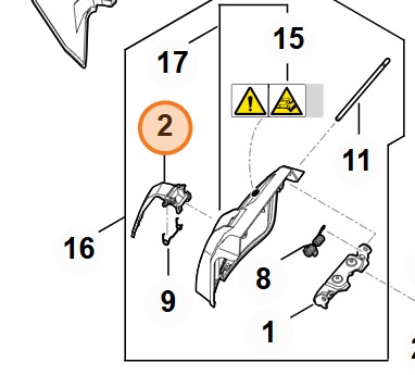 Oryginalny polimerowy rygiel blokada Stihl OEM 0000 706 0100 mechanizmu kosiarki