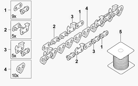 Zestaw spinek do łańcucha STIHL  3/8P" 1,3 mm 9szt